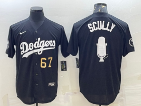 Wholesale Cheap Men\'s Los Angeles Dodgers #67 Vin Scully Black Gold Big Logo With Vin Scully Patch Stitched Jersey