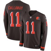 Wholesale Cheap Nike Browns #11 Antonio Callaway Brown Team Color Men's Stitched NFL Limited Therma Long Sleeve Jersey