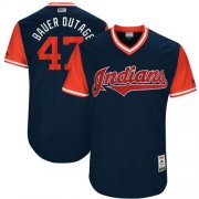 Wholesale Cheap Indians #47 Trevor Bauer Navy "Bauer Outage" Players Weekend Authentic Stitched MLB Jersey