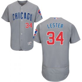 Wholesale Cheap Cubs #34 Jon Lester Grey Flexbase Authentic Collection Road Stitched MLB Jersey