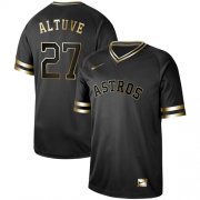 Wholesale Cheap Nike Astros #27 Jose Altuve Black Gold Authentic Stitched MLB Jersey