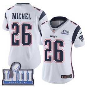 Wholesale Cheap Nike Patriots #26 Sony Michel White Super Bowl LIII Bound Women\'s Stitched NFL Vapor Untouchable Limited Jersey