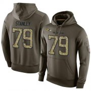 Wholesale Cheap NFL Men's Nike Baltimore Ravens #79 Ronnie Stanley Stitched Green Olive Salute To Service KO Performance Hoodie