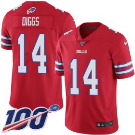 Wholesale Cheap Nike Bills #14 Stefon Diggs Red Men\'s Stitched NFL Limited Rush 100th Season Jersey