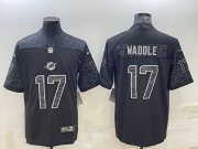 Wholesale Cheap Men's Miami Dolphins #17 Jaylen Waddle Black Reflective Limited Stitched Football Jersey