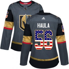 Wholesale Cheap Adidas Golden Knights #56 Erik Haula Grey Home Authentic USA Flag Women\'s Stitched NHL Jersey