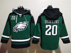 Wholesale Men\'s Philadelphia Eagles #20 Brian Dawkins Green Lace-Up Pullover Hoodie