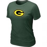 Wholesale Cheap Women's Green Bay Packers Neon Logo Charcoal T-Shirt Dark Green