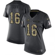 Wholesale Cheap Nike Rams #16 Jared Goff Black Women's Stitched NFL Limited 2016 Salute to Service Jersey