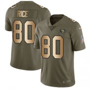 Wholesale Cheap Nike 49ers #80 Jerry Rice Olive/Gold Youth Stitched NFL Limited 2017 Salute to Service Jersey