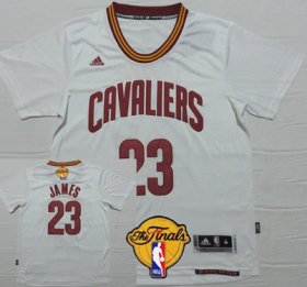 Wholesale Cheap Men\'s Cleveland Cavaliers #23 LeBron James 2016 The NBA Finals Patch White Short-Sleeved Jersey