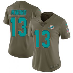 Wholesale Cheap Nike Dolphins #13 Dan Marino Olive Women\'s Stitched NFL Limited 2017 Salute to Service Jersey