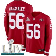 Wholesale Cheap Nike 49ers #56 Kwon Alexander Red Super Bowl LIV 2020 Team Color Youth Stitched NFL Limited Therma Long Sleeve Jersey