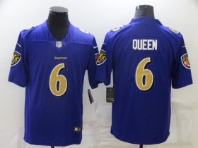 Wholesale Cheap Men\'s Baltimore Ravens #6 Patrick Queen Purple 2020 Color Rush Stitched NFL Nike Limited Jersey
