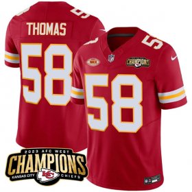 Cheap Men\'s Kansas City Chiefs #58 Derrick Thomas Red 2023 F.U.S.E. AFC West Champions With NKH Patch Vapor Untouchable Limited Football Stitched Jersey