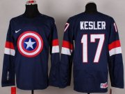 Wholesale Cheap Olympic Team USA #17 Ryan Kesler Navy Blue Captain America Fashion Stitched NHL Jersey