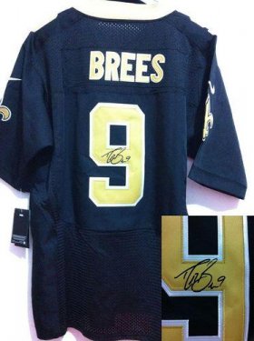 Wholesale Cheap Nike Saints #9 Drew Brees Black Team Color Men\'s Stitched NFL Elite Autographed Jersey