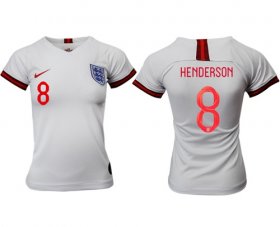 Wholesale Cheap Women\'s England #8 Henderson Home Soccer Country Jersey