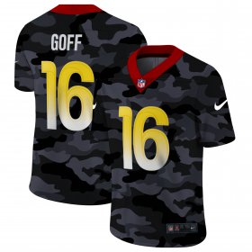Cheap Los Angeles Rams #16 Jared Goff Men\'s Nike 2020 Black CAMO Vapor Untouchable Limited Stitched NFL Jersey