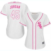 Wholesale Cheap White Sox #45 Michael Jordan White/Pink Fashion Women's Stitched MLB Jersey