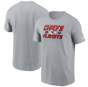 Cheap Men\'s Kansas City Chiefs Gray 2023 Playoffs Iconic T-Shirt