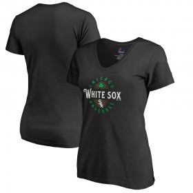 Wholesale Cheap Chicago White Sox Majestic Women\'s Forever Lucky V-Neck T-Shirt Black