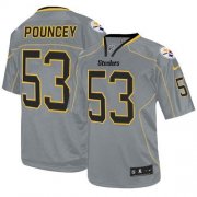 Wholesale Cheap Nike Steelers #53 Maurkice Pouncey Lights Out Grey Men's Stitched NFL Elite Jersey
