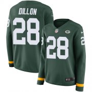 Wholesale Cheap Nike Packers #28 AJ Dillon Green Team Color Women's Stitched NFL Limited Therma Long Sleeve Jersey