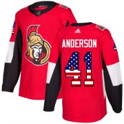 Wholesale Cheap Adidas Senators #41 Craig Anderson Red Home Authentic USA Flag Stitched Youth NHL Jersey