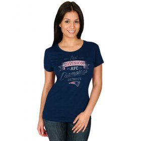 Wholesale Cheap Women\'s New England Patriots Majestic Navy 2015 AFC East Division Champions T-Shirt