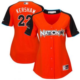 Wholesale Cheap Dodgers #22 Clayton Kershaw Orange 2017 All-Star National League Women\'s Stitched MLB Jersey