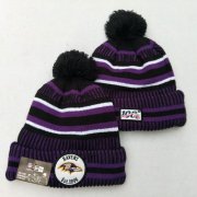 Wholesale Cheap Ravens Team Logo Purple 100th Season Pom Knit Hat YD