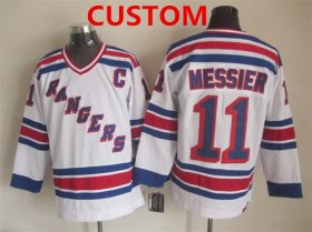 Wholesale Cheap Men\'s New York Rangers Custom 1993 White Throwback CCM Jersey