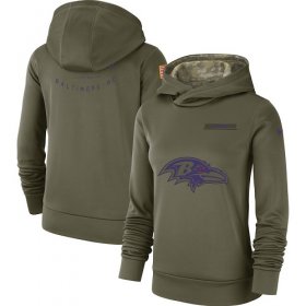Wholesale Cheap Women\'s Baltimore Ravens Nike Olive Salute to Service Sideline Therma Performance Pullover Hoodie