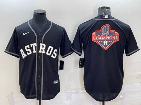 Wholesale Cheap Men\'s Houston Astros Black Champions Big Logo Stitched MLB Cool Base Nike Jersey