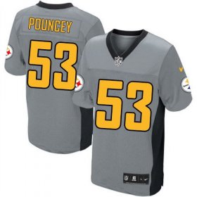Wholesale Cheap Nike Steelers #53 Maurkice Pouncey Grey Shadow Men\'s Stitched NFL Elite Jersey