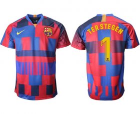 Wholesale Cheap Barcelona #1 Ter Stegen 20th Anniversary Stadium Soccer Club Jersey
