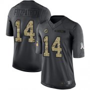 Wholesale Cheap Nike Dolphins #14 Ryan Fitzpatrick Black Men's Stitched NFL Limited 2016 Salute to Service Jersey