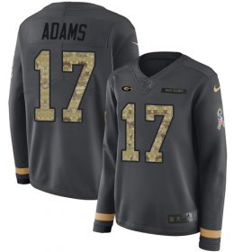 Wholesale Cheap Nike Packers #17 Davante Adams Anthracite Salute to Service Women\'s Stitched NFL Limited Therma Long Sleeve Jersey