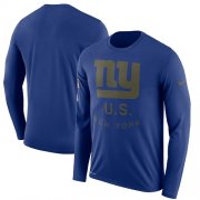 Wholesale Cheap Men's New York Giants Nike Royal Salute to Service Sideline Legend Performance Long Sleeve T-Shirt