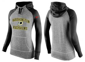 Wholesale Cheap Women\'s Nike Washington Redskins Performance Hoodie Grey & Black_2