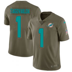 Wholesale Cheap Nike Dolphins #1 Tua Tagovailoa Olive Men\'s Stitched NFL Limited 2017 Salute To Service Jersey