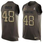 Wholesale Cheap Nike Ravens #48 Patrick Queen Green Men's Stitched NFL Limited Salute To Service Tank Top Jersey