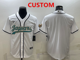 Wholesale Cheap Men\'s Jacksonville Jaguars Custom White With Patch Cool Base Stitched Baseball Jersey