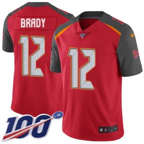 Wholesale Cheap Nike Buccaneers #12 Tom Brady Red Team Color Men\'s Stitched NFL 100th Season Vapor Untouchable Limited Jersey