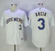 Wholesale Cheap Brewers #3 Orlando Arcia White(Blue Strip) New Cool Base Stitched MLB Jersey