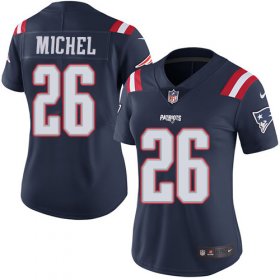 Wholesale Cheap Nike Patriots #26 Sony Michel Navy Blue Women\'s Stitched NFL Limited Rush Jersey