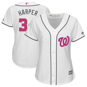 Wholesale Cheap Nationals #34 Bryce Harper White Mother\'s Day Cool Base Women\'s Stitched MLB Jersey