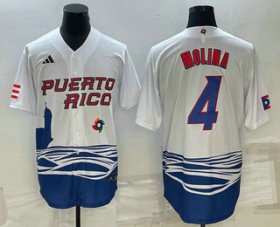 Cheap Men\'s Puerto Rico Baseball #4 Carlos Correa 2023 White World Baseball Classic Stitched Jersey
