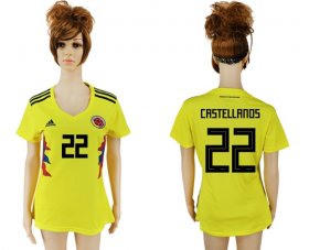 Wholesale Cheap Women\'s Colombia #22 Castellanos Home Soccer Country Jersey